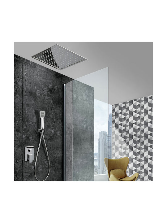 Excel Aurora Built-in Mixer, Hand Shower & Shower Head Set for Shower 3 Exits Silver