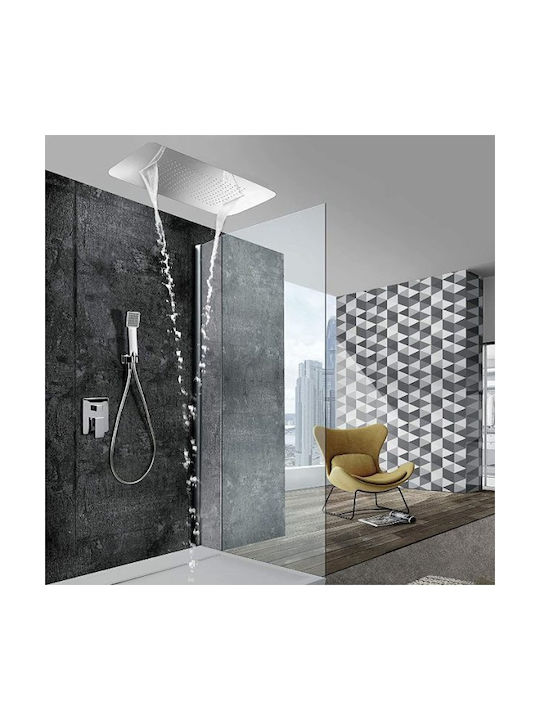 Excel Built-in Mixer, Hand Shower & Shower Head Set for Shower 4 Exits Silver