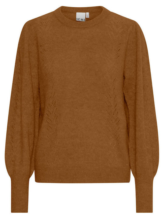 ICHI Women's Long Sleeve Sweater Brown