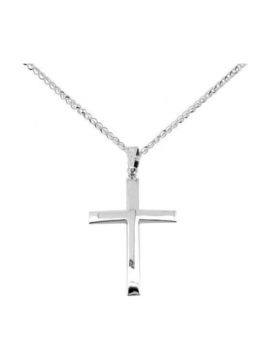 Weißgold Kreuz 14K mit Kette