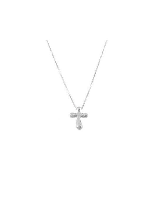 Weißgold Kreuz 14K mit Kette