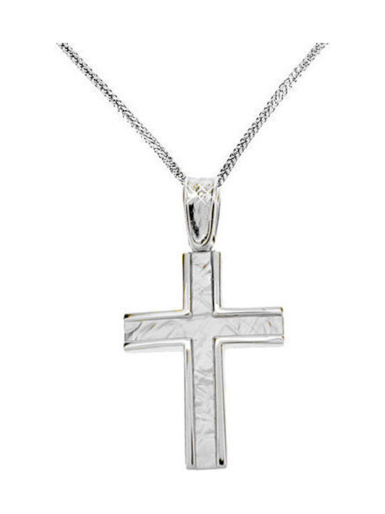 Herren Weißgold Kreuz 14K mit Kette