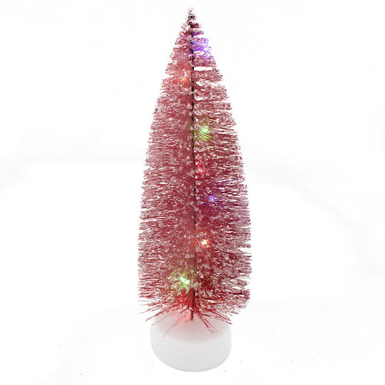 Christmas Decorative Snowy Illuminated Tree 27cm Battery Red