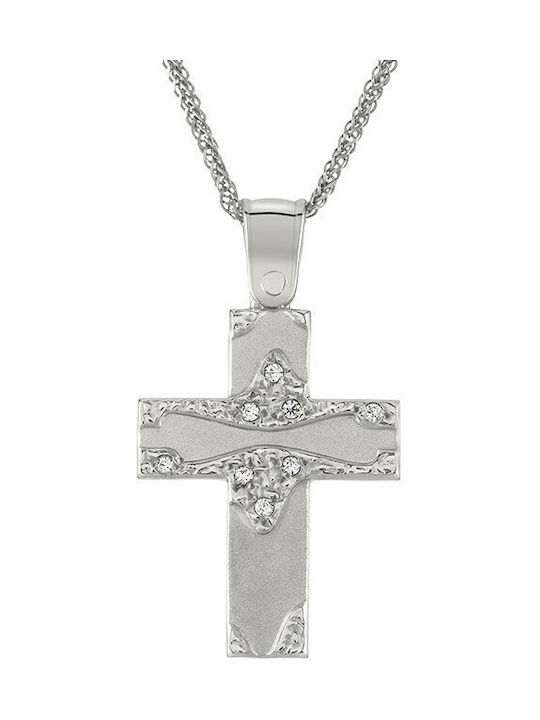 Cross for women K14 white gold ST_096