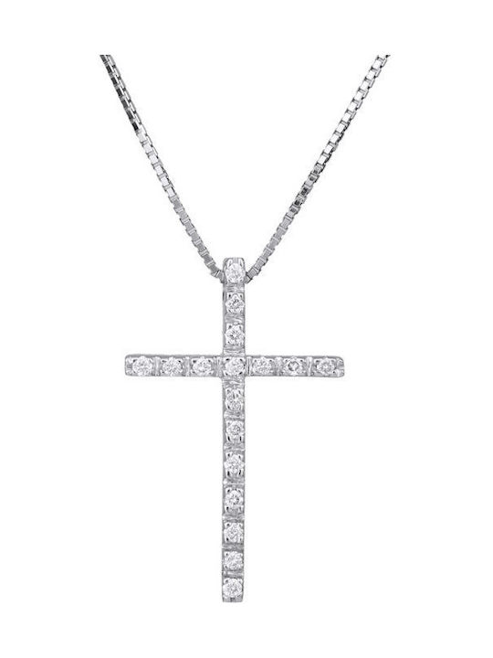 Βαπτιστικοί Σταυροί με Αλυσίδα Λευκόχρυσος σταυρός με μπριγιάν Κ18 029367 029367 Γυναικείο Χρυσός 18 Καράτια