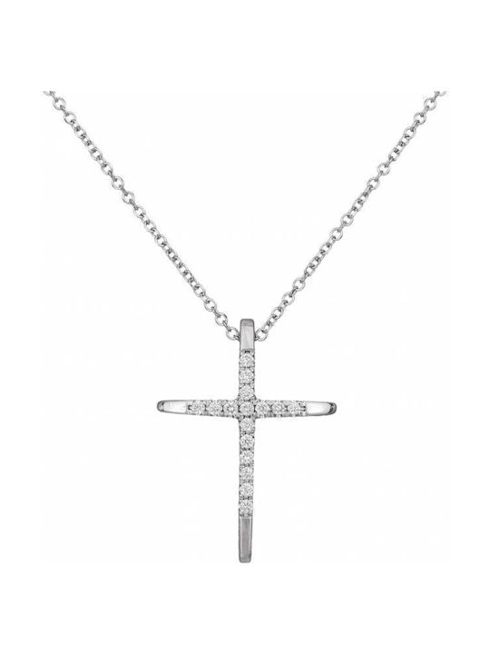 Baptismal Crosses with Chain 18K White Gold Cross 18K with brilliant blue set with chain 034255C 034255C Women's Gold 18 Karat