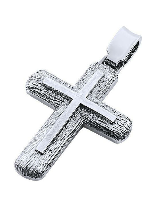 14K White gold male cross, T00419