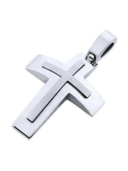 14K White gold male cross, T02119