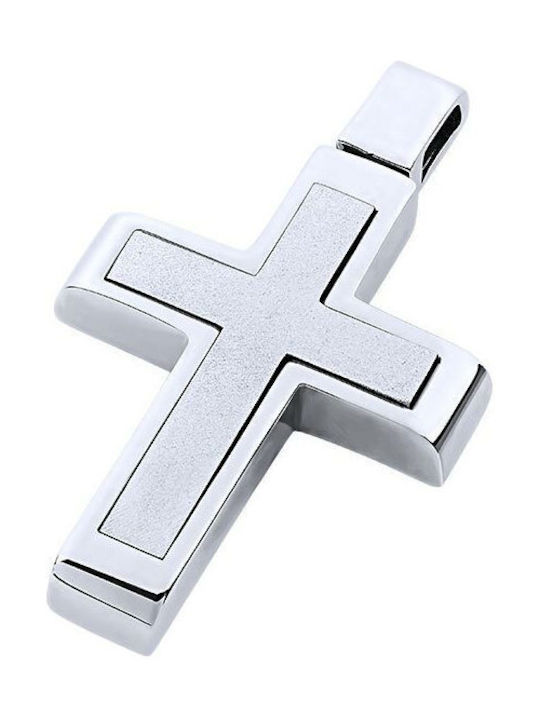 14K White gold male cross, T02319