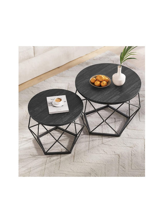 Round Black Metal Side Coffee Table 2 Pieces W5...