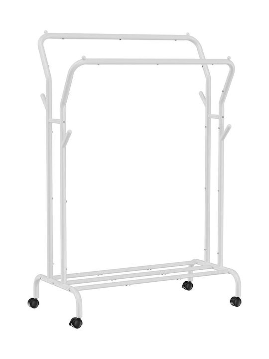 Songmics Metallic Garment Rack Wheeled White 103.5x52.5x155cm