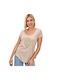 Potre Damen Bluse Baumwolle Kurzärmelig Beige