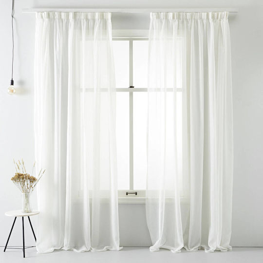 Saray Home Κουρτίνα με Τρέσα Hena Λευκή 140x280εκ.