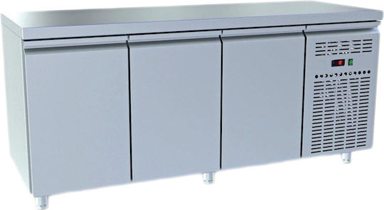 Dominox Английски превод: Stainless Steel Refrigerator Counter with 3 Doors and Cooling Machine L138xW70xH86см