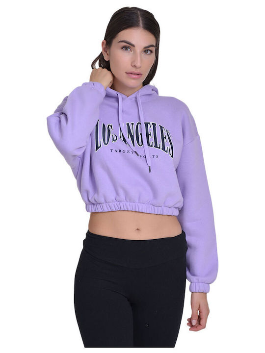 Gekürzt Damen Sweatshirt Kapuzen Lila