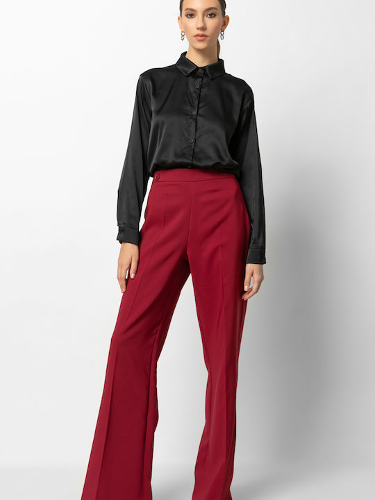 Long Sleeve Women's Satin Shirt Black