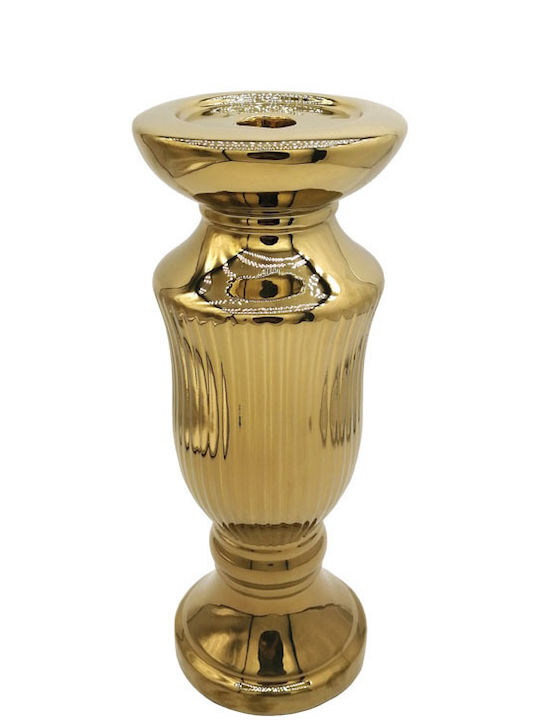 Marhome Ceramic Candle Holder Gold 13.5x35cm 1pc