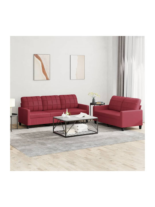 Living Room Furniture Set 3-Seater & 2-Seater Red