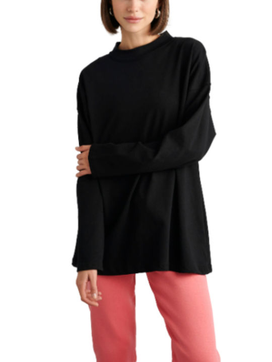 Black & Black Women's Blouse Long Sleeve Black