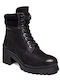 Leder Stiefeletten Damen Schwarz