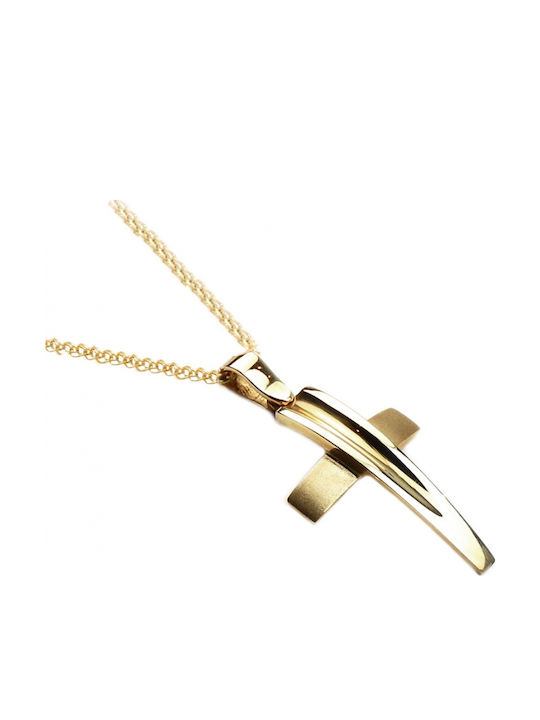 Polytimo Herren Gold Kreuz 14K mit Kette