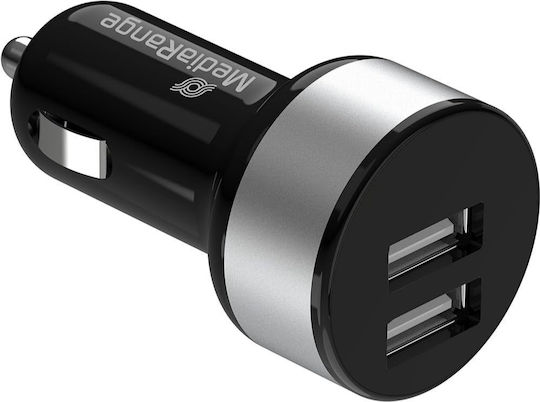 MediaRange Car Charger 17W 3.4A with Ports 2xUSB-A Black Color