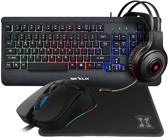 Serioux Kayel 4 σε 1 Σετ Gaming Πληκτρολόγιο με RGB φωτισμό & Ποντίκι (Αγγλικό US)