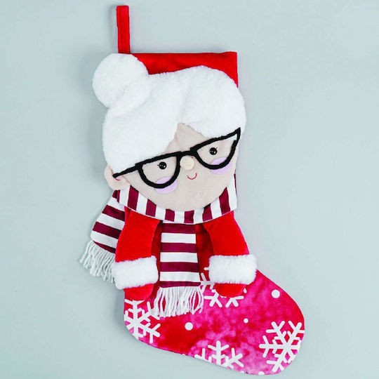 Grandmother Christmas Decorative Fabric Red Socks W33cm