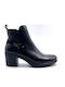 Leder Stiefeletten Damen Schwarz