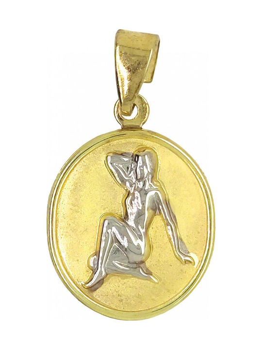Mertzios.gr Charm Talisman Constantine Zodiac Sign Virgo Made of 9 K Gold