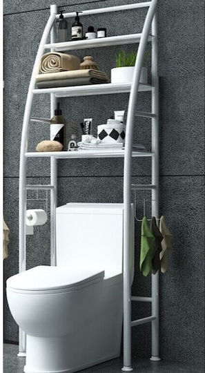 Стенен Рафт за баня Метален с 3 рафта 47x25x160см Бял