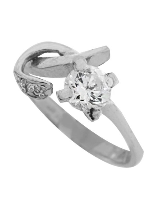 Tasoulis Jewellery Collection Μονόπετρο από Λευκόχρυσο 14K