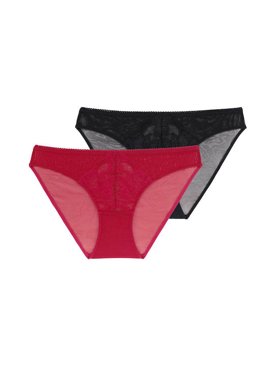 Γυναικεία Slip 2Pack με Δαντέλα Μαύρα