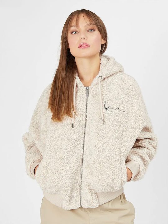 Karl Kani Women's Cardigan with Zipper Beige