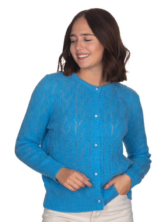 Vera Women's Knitted Cardigan with Buttons Light Blue