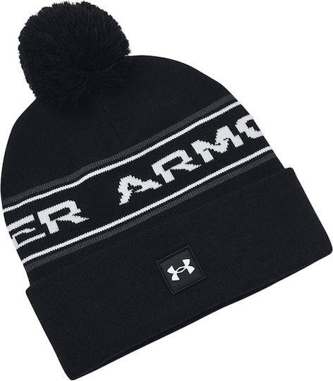 Halftime Pom Pom Beanie Unisex Σκούφος Πλεκτός σε Μαύρο χρώμα