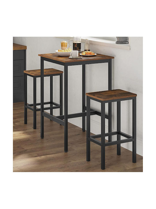 Square Table Bar Wooden with Metal Frame Metallic 60x60x92cm