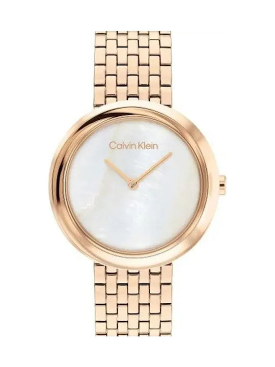 Calvin Klein Γυναικείο Ρολόι 34mm Μπαταρίας με Ροζ Χρυσό Μεταλλικό Μπρασελέ