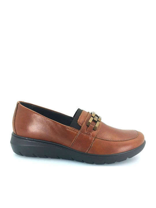Leder Damen Mokassins in Braun Farbe