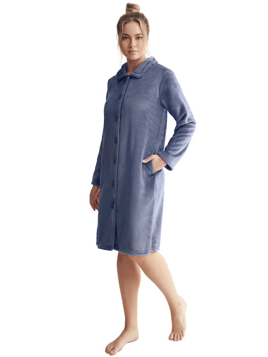 Promise Winter Damen Vlies Robe Blau