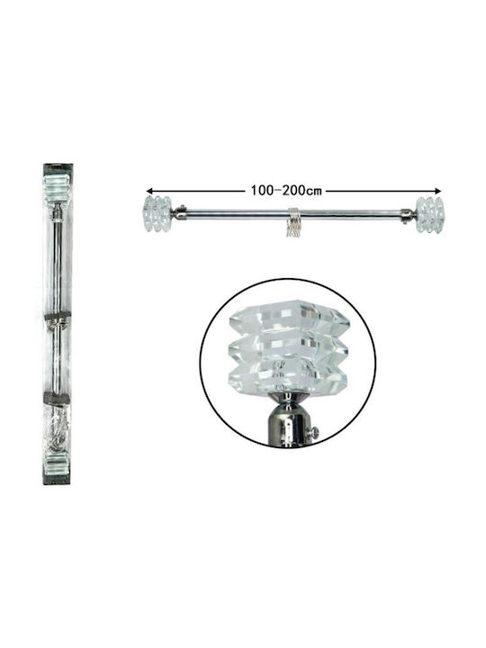 ForHome Metallic Curtain Pole Single 100cm Silver