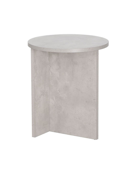 Camila Round Wooden Side Table Cement L40xW40xH48cm