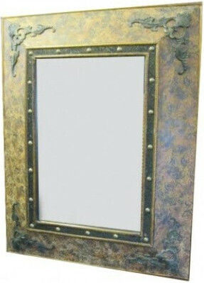 Epiplo-Fos Wandspiegel mit Gold Hölzernes Rahmen 95x95cm 1Stück