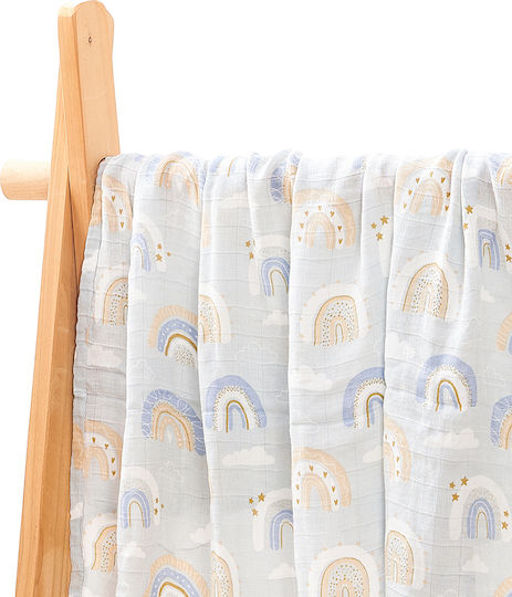 Queen Mother Muslin Changing Pad Light Blue 110x120cm.