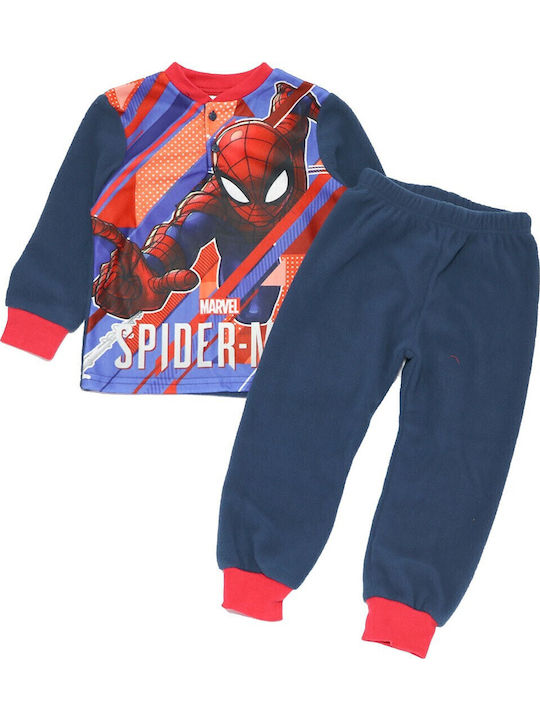 Marvel Παιδική Πιτζάμα Χειμωνιάτικη Fleece Navy Μπλε