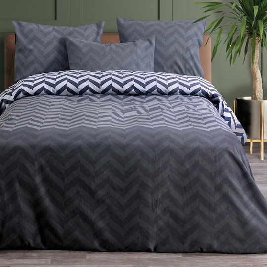 Makis Tselios Home Duvet Cover Set Cotton Single with Pillowcase 160x240 Zic Zac Grey