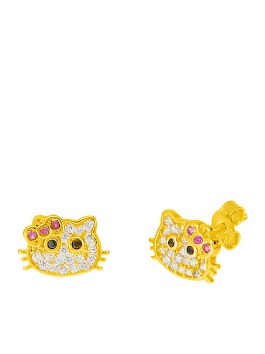 Xrisokosmima Детски Обеци Studs с камъни от Злато 14K