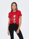 Only Women's Blouse Cotton Short Sleeve Red
