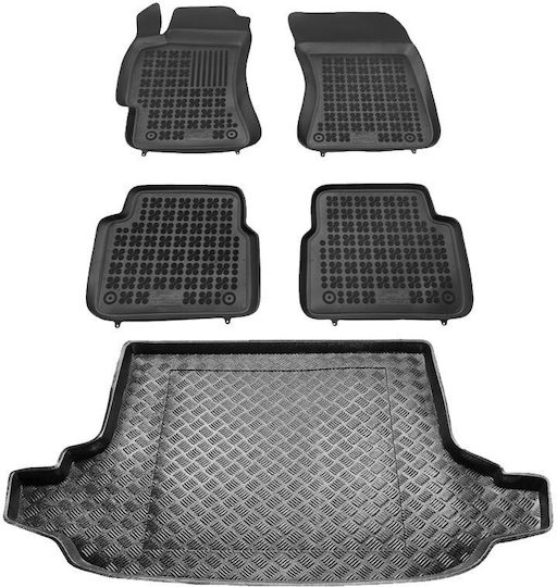 Rezaw Plast Satz Vorder- und Hintermatten 5Stück aus Gummi für Subaru Forstwirt Schwarz