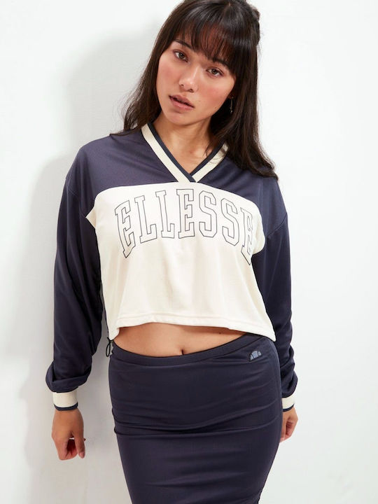 Ellesse Women's Athletic Crop Top Long Sleeve Blue